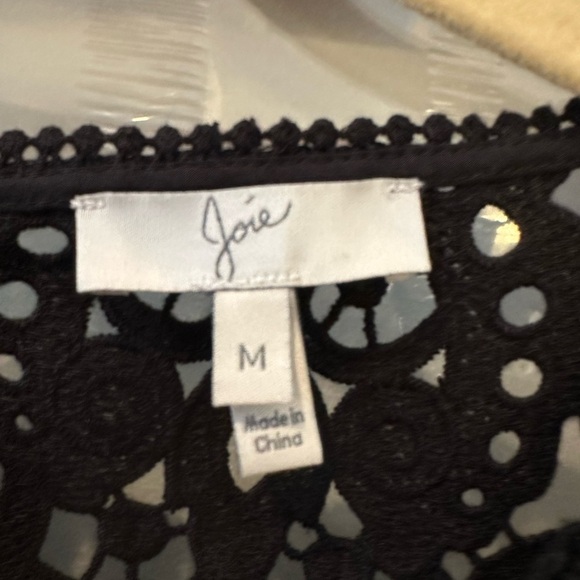 Joie Lindy Top Crochet Lace 3/4 Sleeve Relaxed Baby Doll Blouse Black Size Med M - Picture 9 of 10
